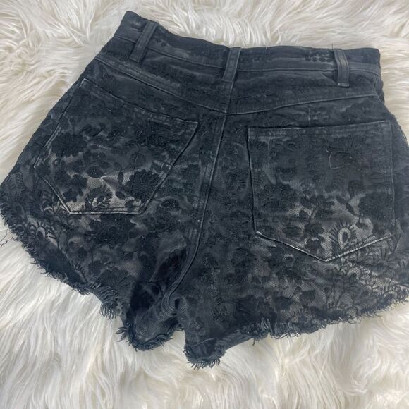 Free People Etienne Fields Black/Black Floral Embroidered Hi Waist Short… - Picture 6 of 12